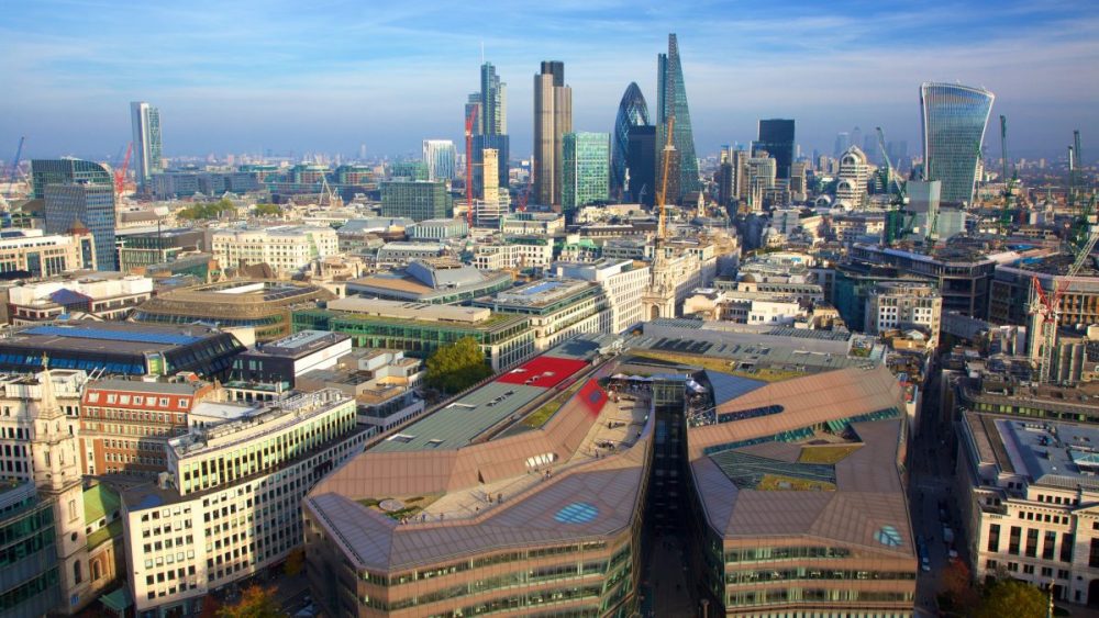 Aerial view of London cityscape