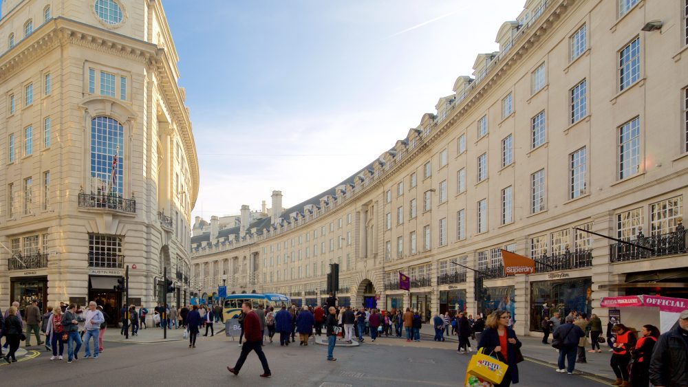 People and buildings in Regent Street in London