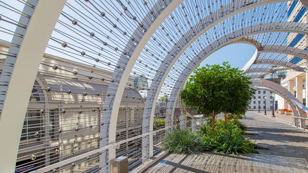 Aerial walkway in Downtown Long Beach