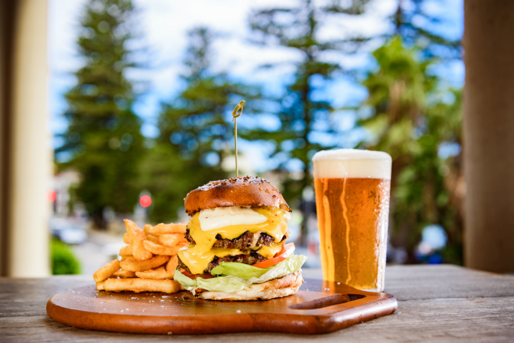 Beer and pine trees at 4 Pines Brewery