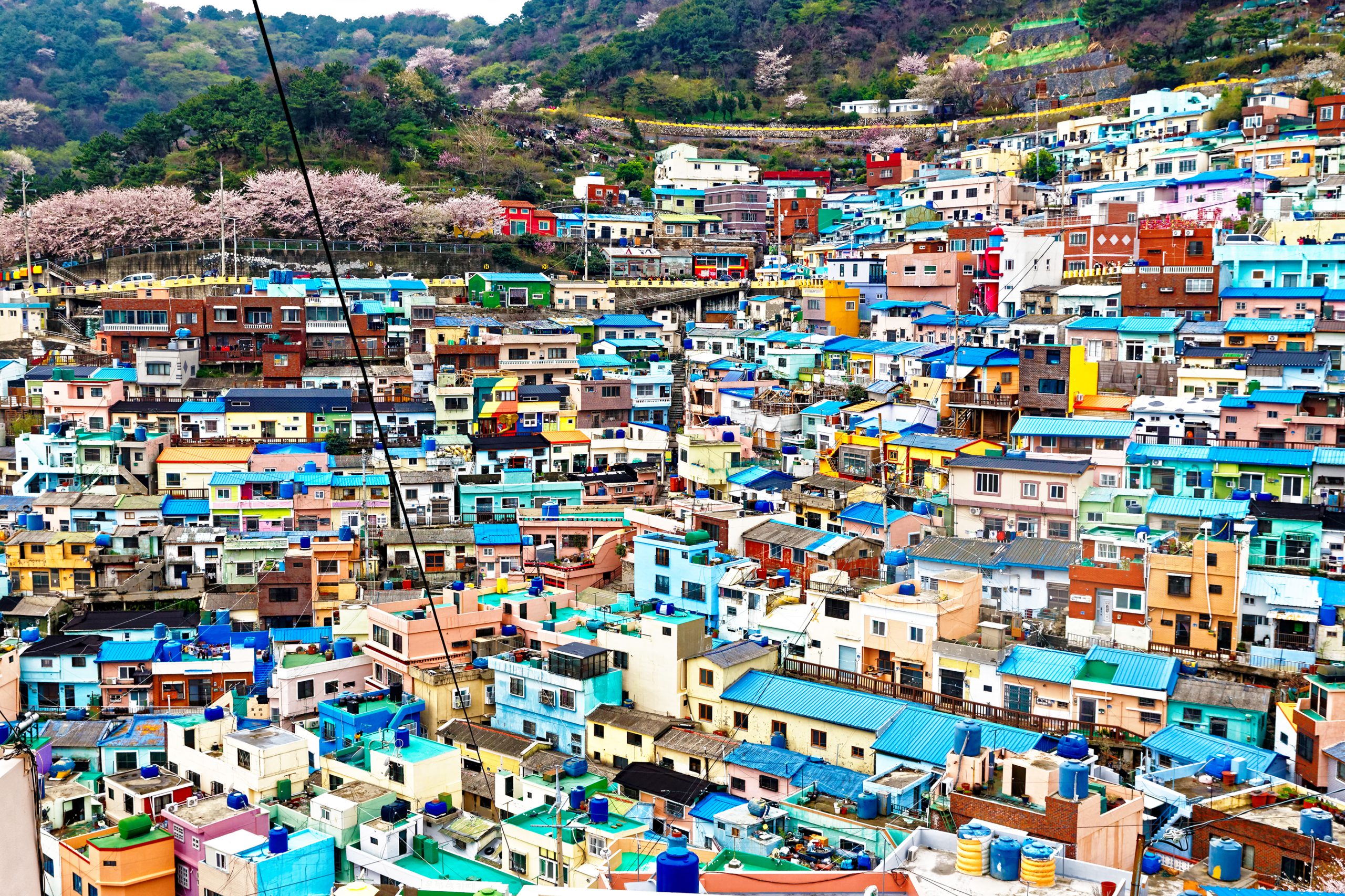 Colourful homes in Busan, South Korea