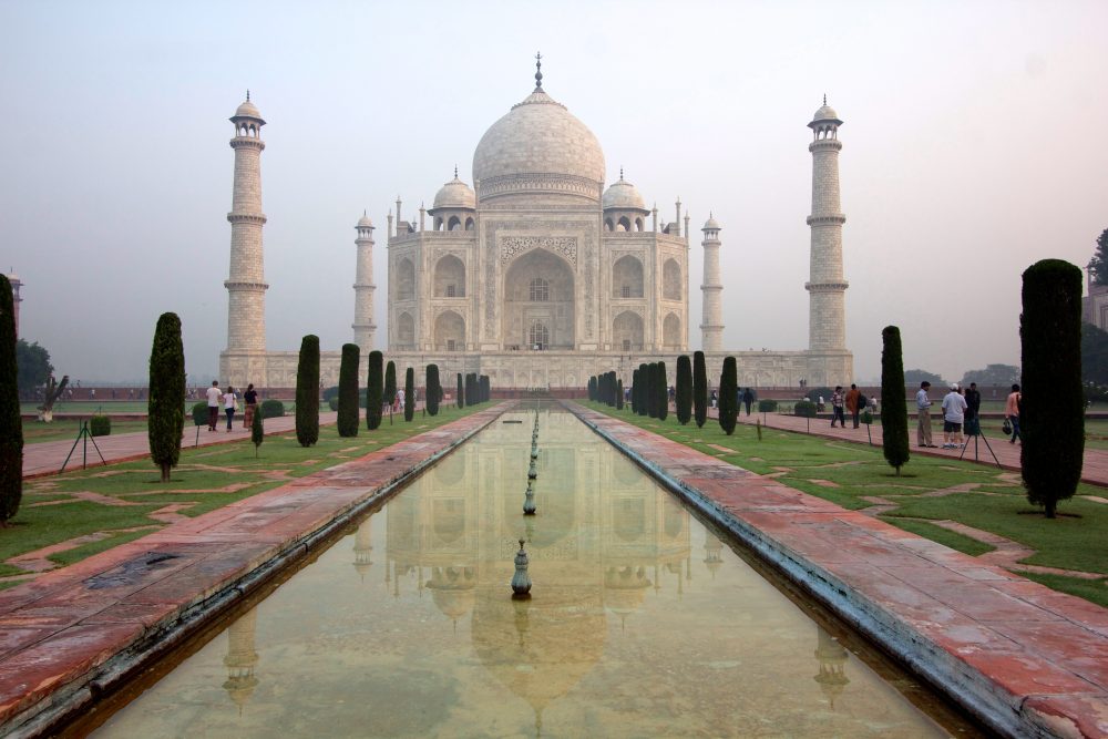 Distant view of Taj Mahal in Delhi