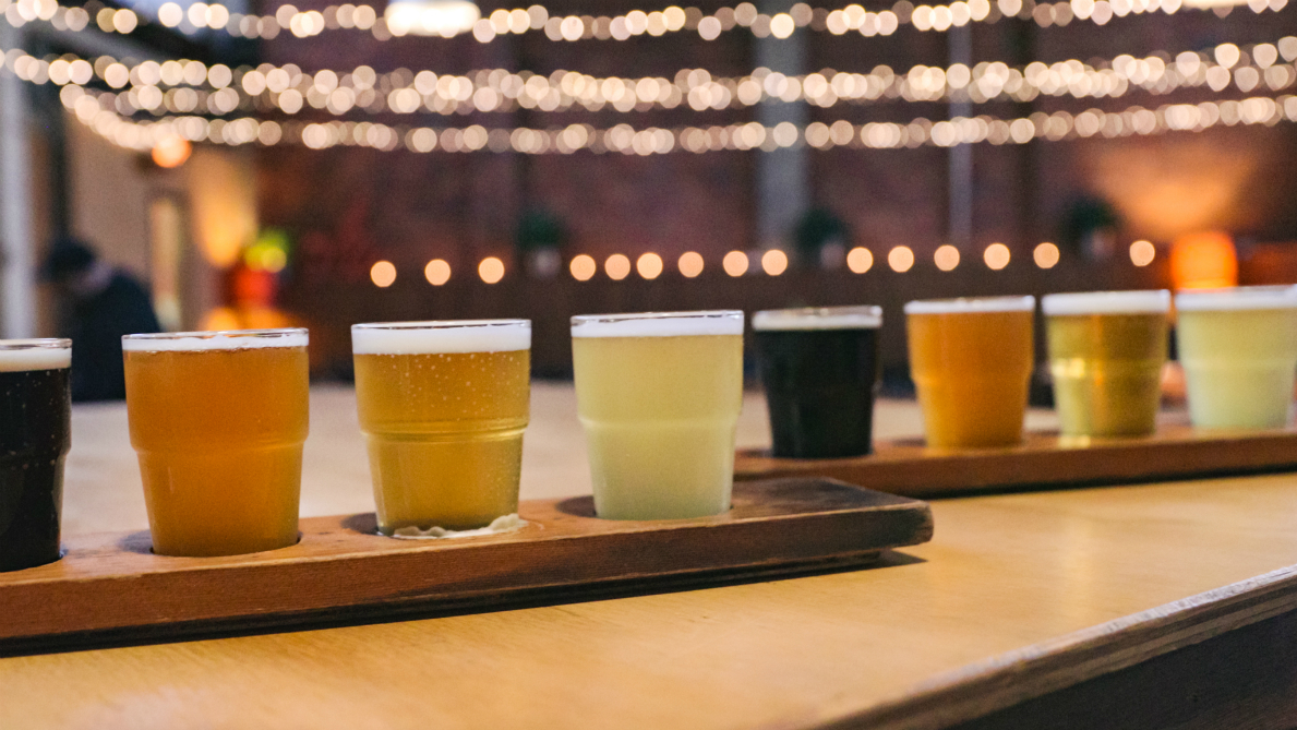 Beer tasters on counter