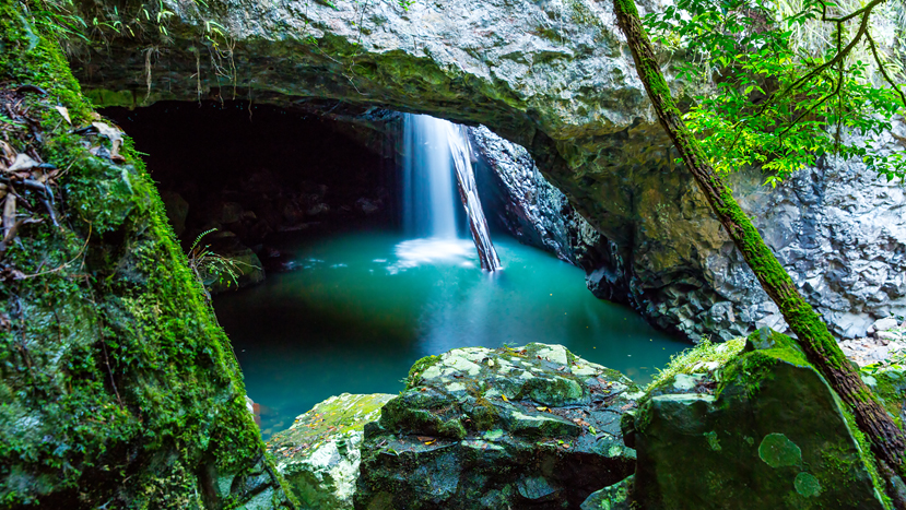 The Natural Bridge Waterfall in Gold Coast Australia