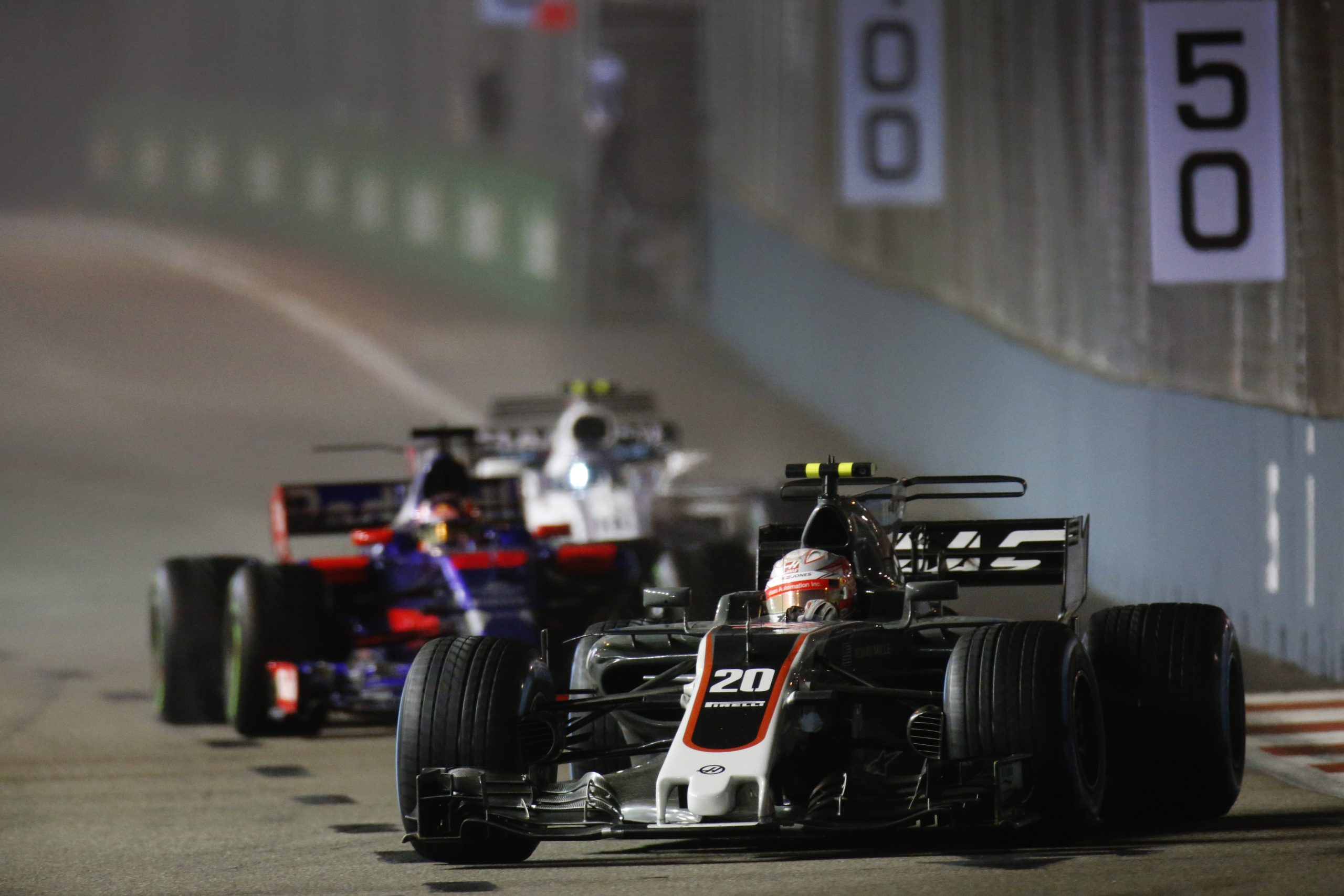 Kevin Magnussen leading a race